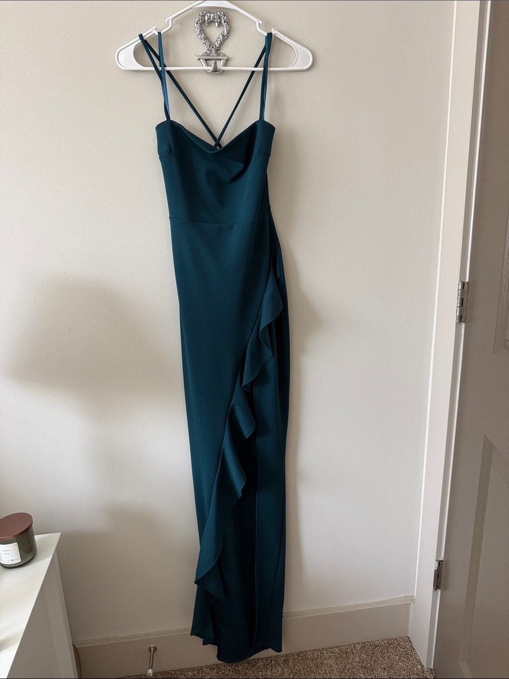 Windsor Deep Teal Ruffle-Trim Maxi Dress
